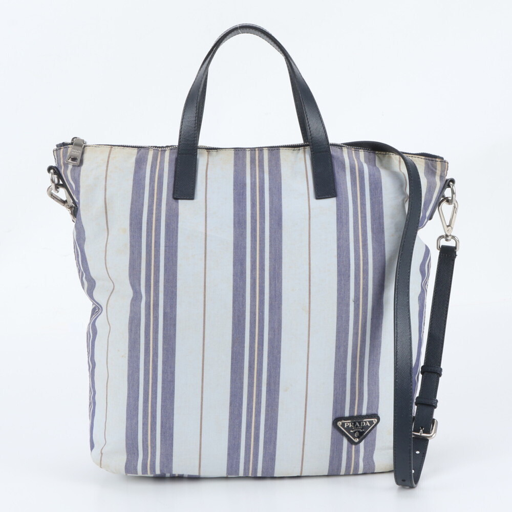 Prada Triangle Logo Leather 2-Way Shoulder Bag, Handbag, Tote Bag for Men and...